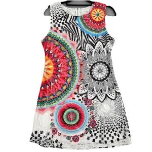 Fleur de Lis Dress Medium Multicolor Mesh Abstract Boho Art to Wear Festival